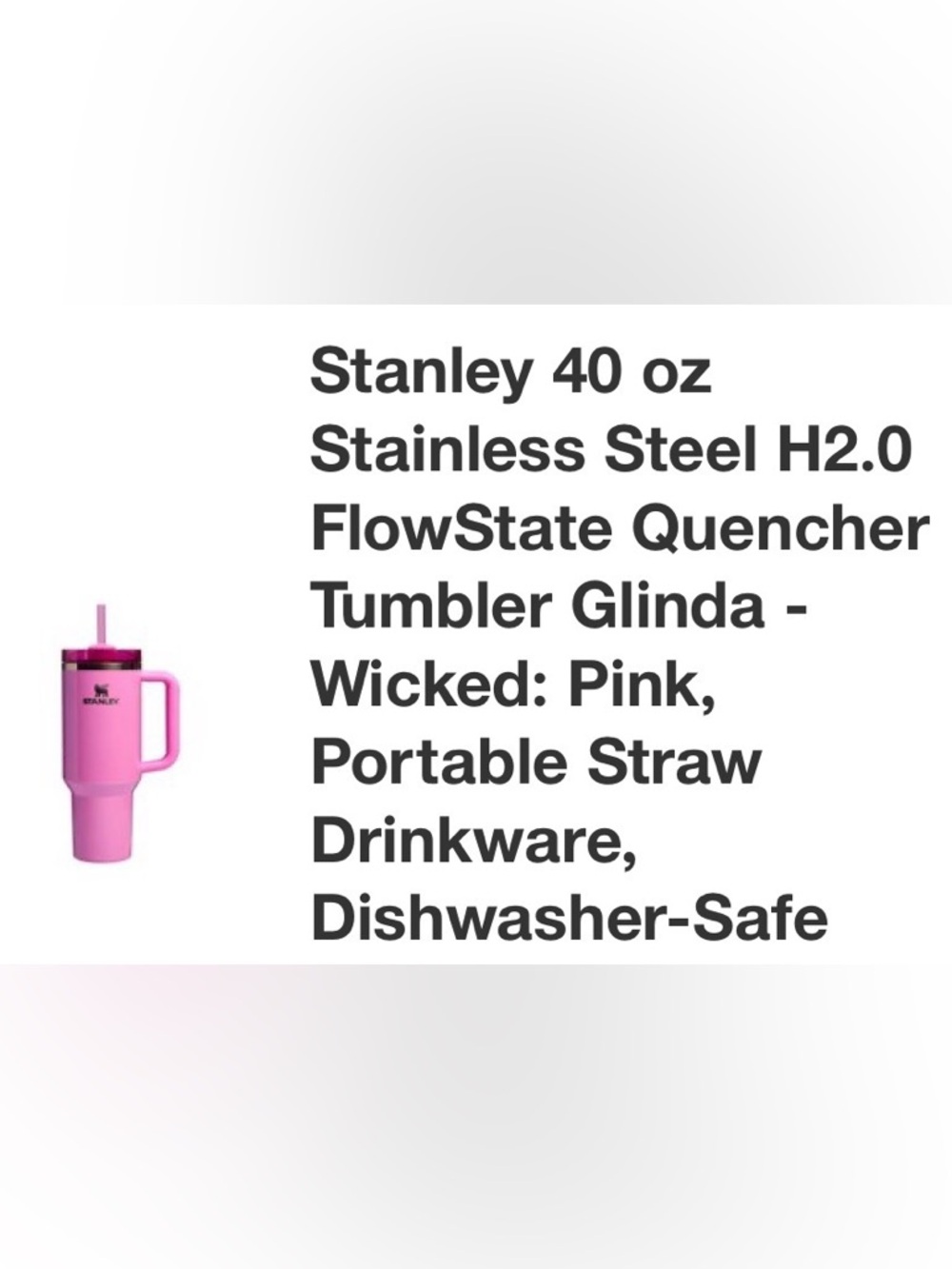 Wicked “Glenda” Stanley Hot Pink Tumbler with sparkles & Gold Accents - Picture 9 of 13